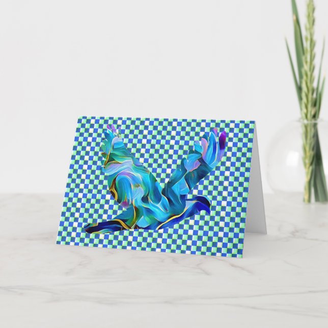 Carte Peace Dove On Checks Abstrait Art Note Card (Devant)