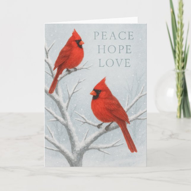 Carte Peace, Hope and Love Red Bird (Devant)