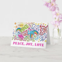 Peace Joy Love Hippy Art, avec vos mots à l'intéri