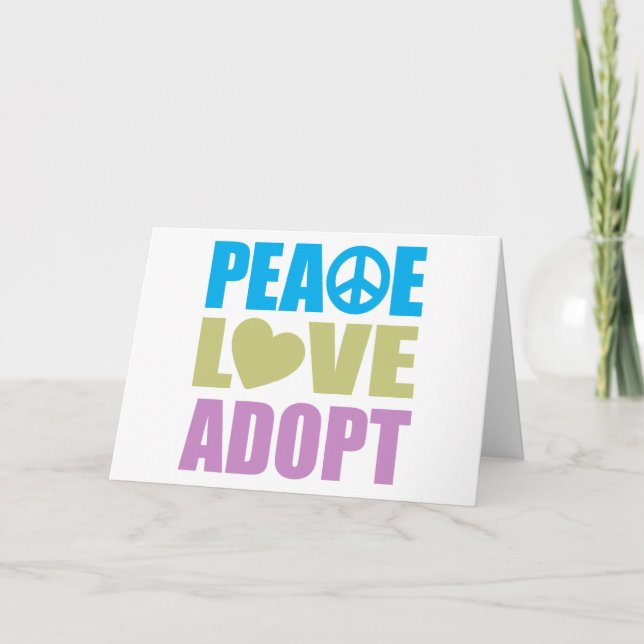 Carte Peace Love Adopter (Devant)