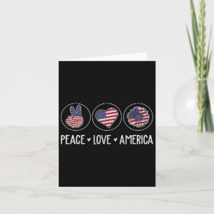 Carte Peace Love America Sunflower Femmes 4 juillet