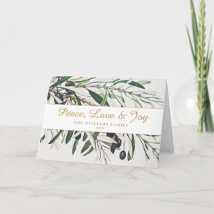 Carte Peace Love and Joy Vintage Olive Branch Folle