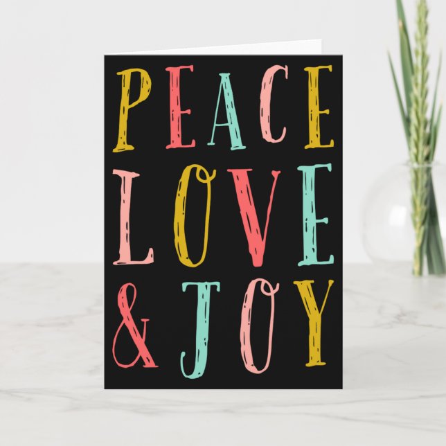 Carte Peace Love And Joy Whimsical Holiday Toddler  (Devant)