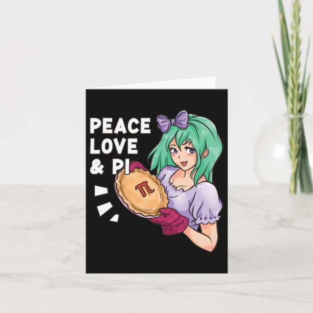Carte Peace Love And Pi - 14 Mars Pi Day Anime Math (Devant)