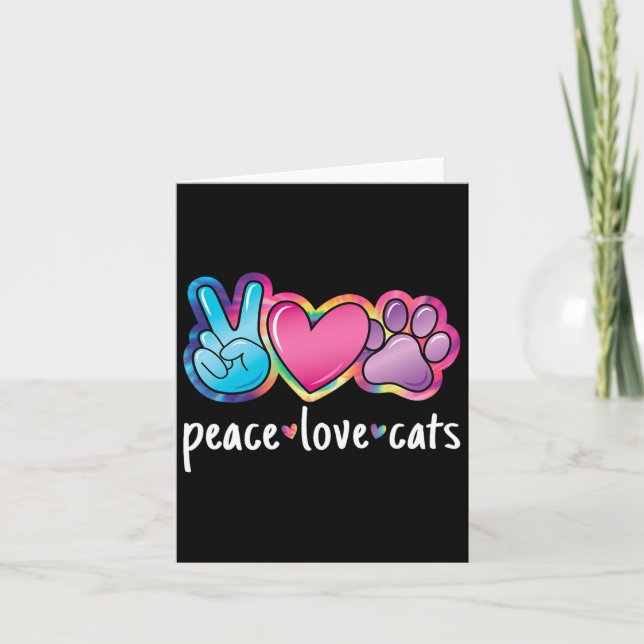 Carte Peace Love Chats Cute Chat Kitten Lover Chat Paw (Devant)