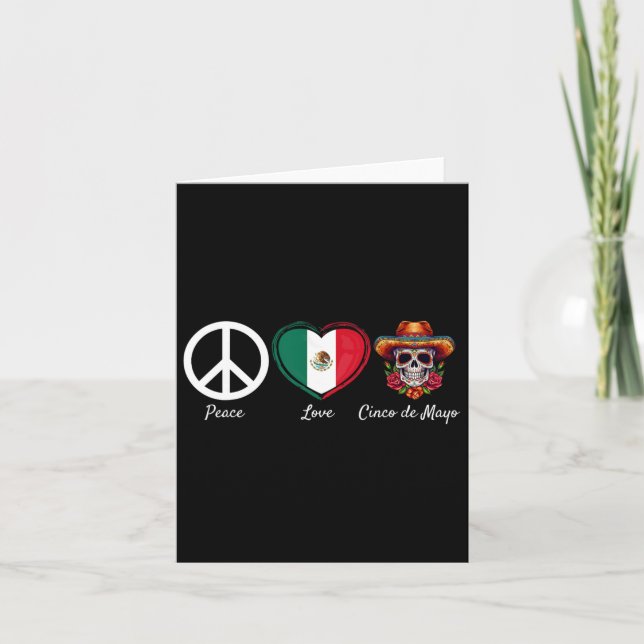 Carte Peace Love Cinco De Mayo Mexican 5 (Devant)