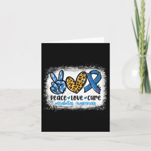 Carte Peace Love Cure Grey Blue Ribbon Prix du diabète