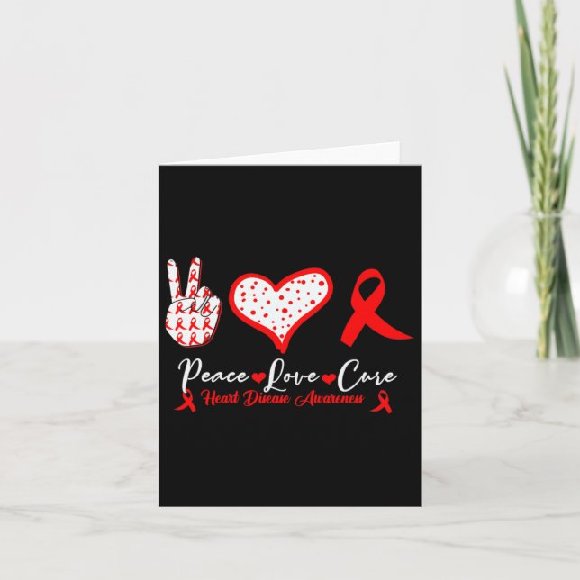Carte Peace Love Cure Heart Disease Awareness Red Heart (Devant)