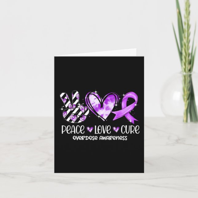 Carte Peace Love Cure Purple Ribbon Overdose Sensibilisa (Devant)