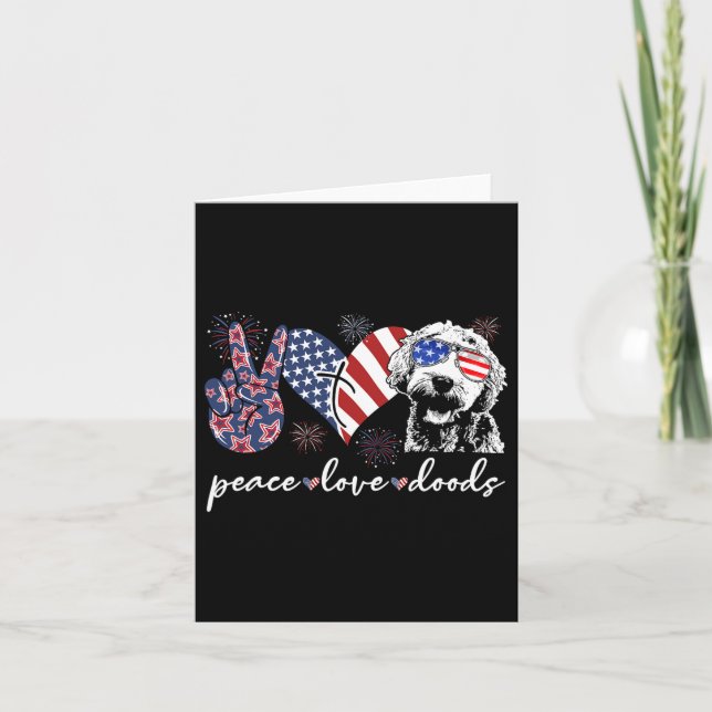 Carte Peace Love Doods Goldendoodle Usa Drapeau Doodle 4 (Devant)