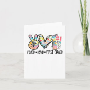 Carte Peace Love First Grade Tie Dye Professeur _1