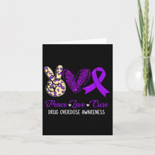 Carte Peace Love Hope Purple Ribbon médicament surdose
