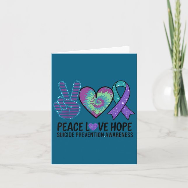 Carte Peace Love Hope Suicide Prevention Tie Dye Awarene (Devant)
