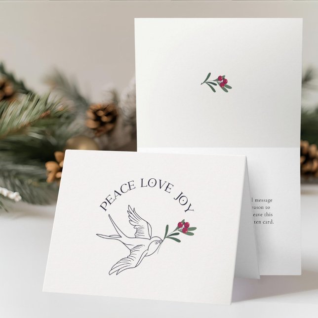 Carte Peace Love Joie Noël Oiseau de neige (Créateur téléchargé)
