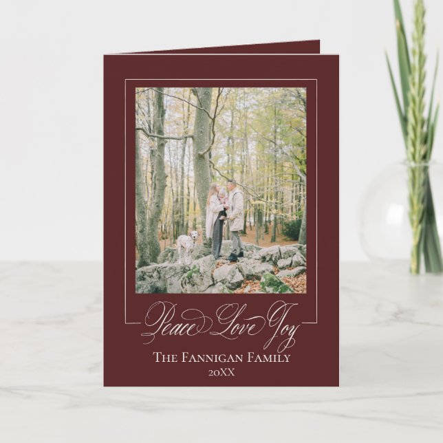 Carte Peace Love Joy Elegant Holiday Card (Devant)