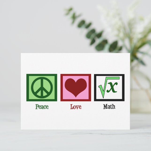 Carte Peace Love Math Enseignant Cute Algebra (Debout devant)