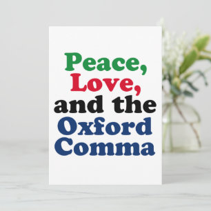 Carte Peace Love Oxford Comma English Grammar Humour