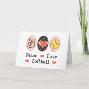 Carte Peace Love Softball Blank Grey Card