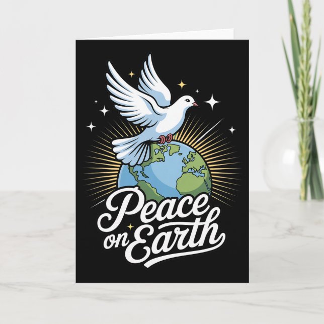 Carte Peace On Earth Dove And Globe Faith Christmas  (Devant)