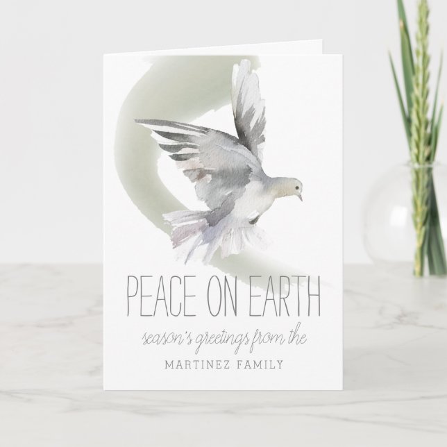 Carte Peace on Earth Dove Photo Noël (Devant)