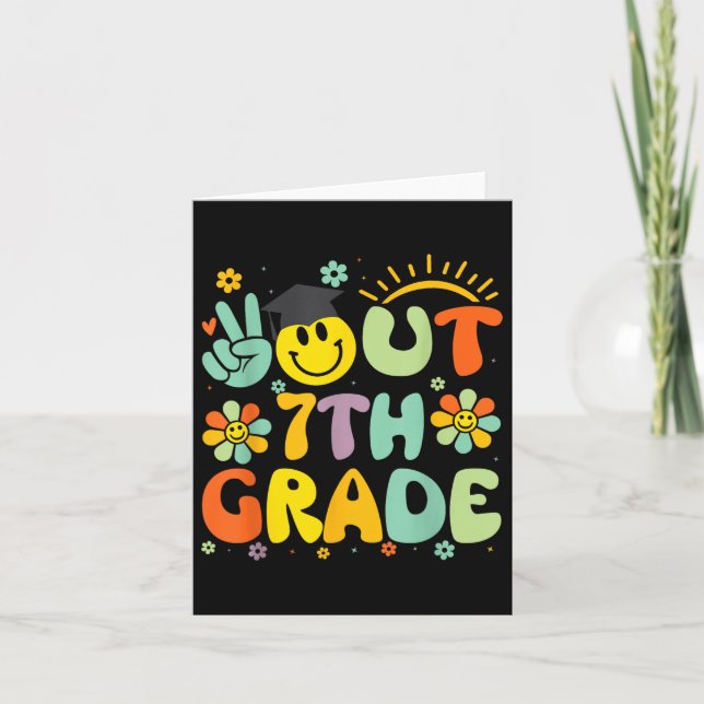 Carte Peace Out 7e grade Cl De 2025 Adieu Graduation (Devant)