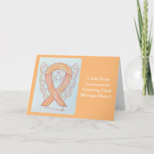 Carte Peach Awareness Ribbon Angel Greeting Cards