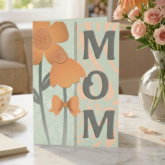 Carte Peach Flowers On Sage Green Mothers Greeting