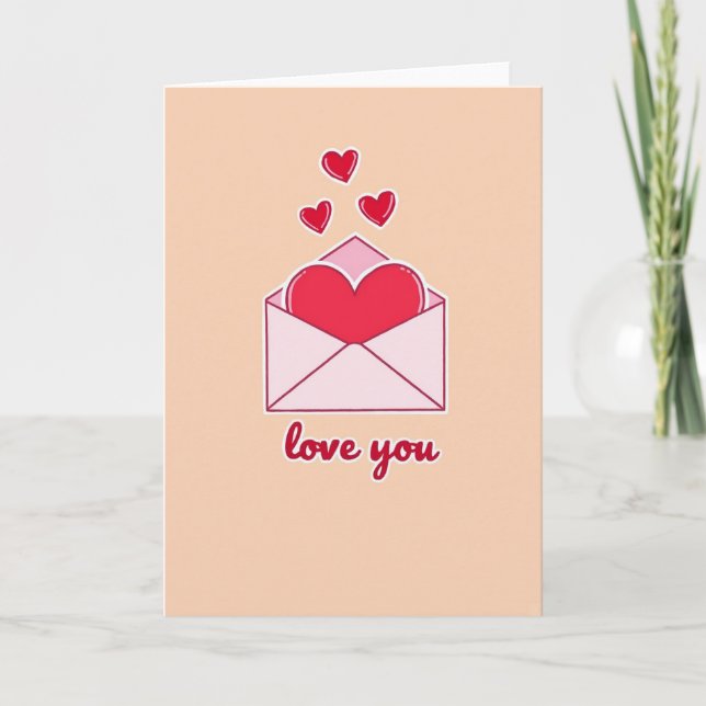 Carte Peach Hearts Love You Card (Devant)
