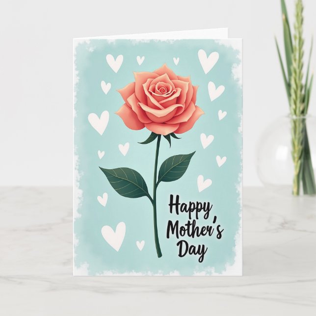Carte Peach Rose Mothers Day Hearts Card (Devant)