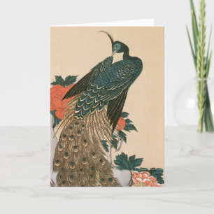 Carte Peacock and Peonies de Hiroshige, Art japonais