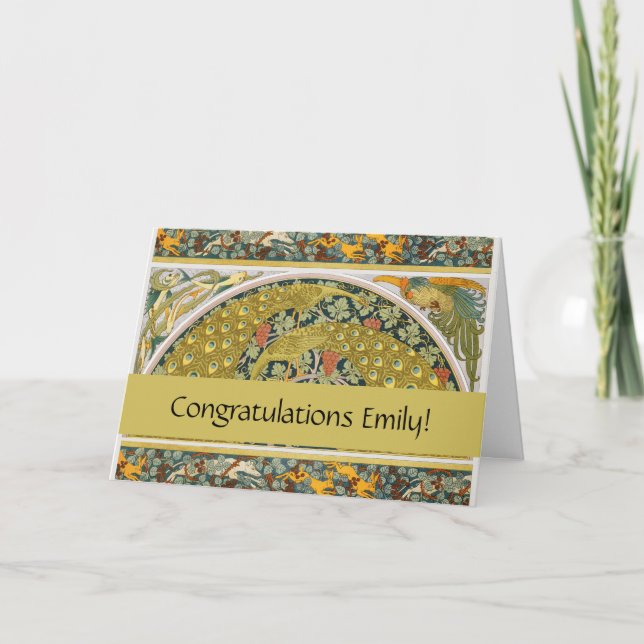 Carte Peacock Art Nouveau Style rond design complexe (Devant)