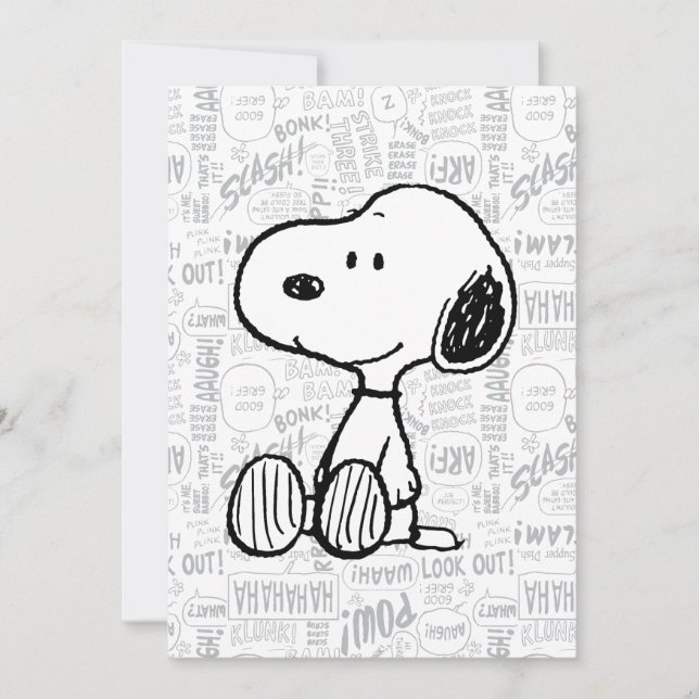 Carte PEANUTS | Snoopy sur Bandes Dessinées Noir Blanc (Devant)