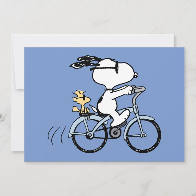 Carte Peanuts | Snoopy & Woodstock Bicyclette (Devant)