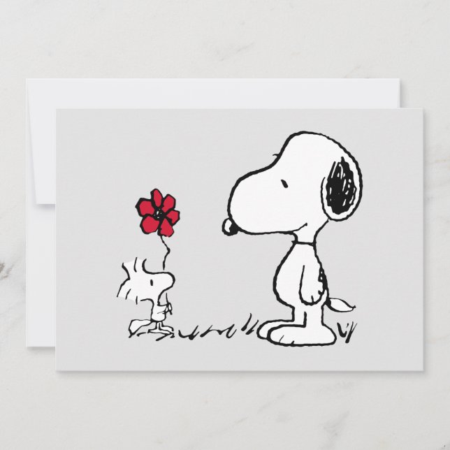 Carte Peanuts | Snoopy & Woodstock Rouge & Noir (Devant)