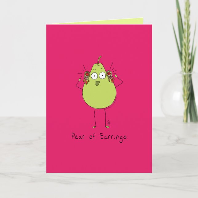 Carte Pear of Earrings - Funny Pear Pun Card (Devant)