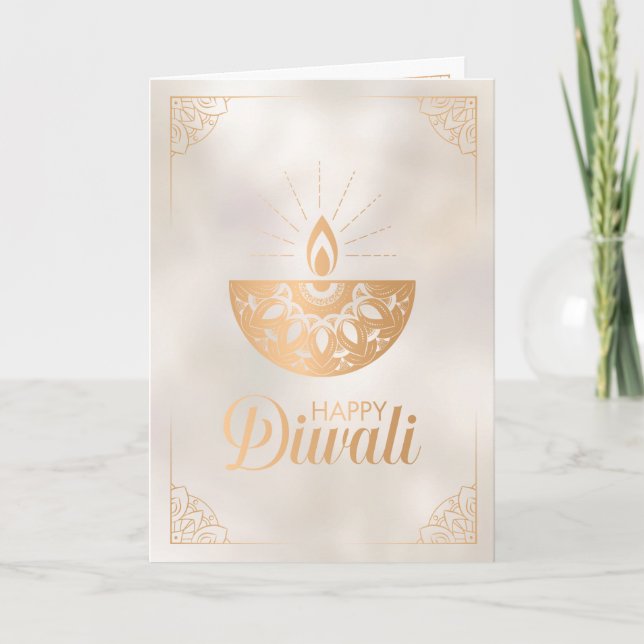 Carte Pearl et or ornement Happy Diwali (Devant)