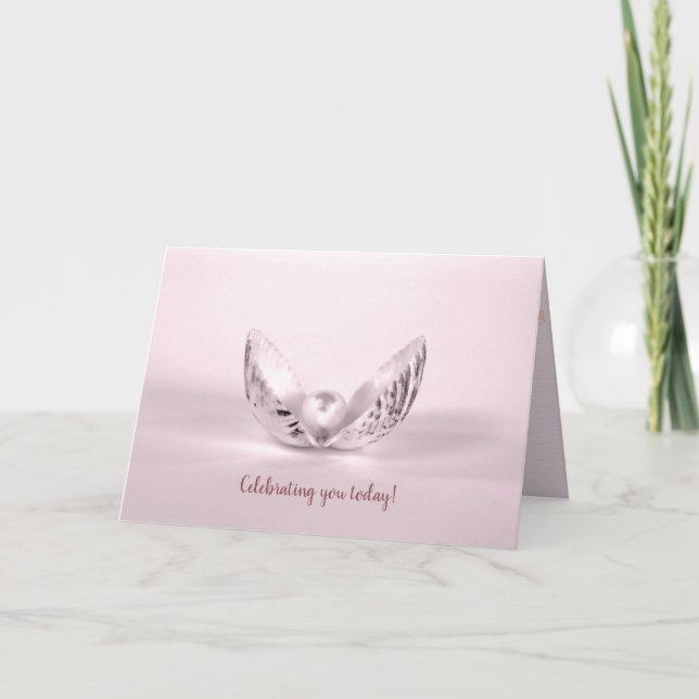 Carte pearl in seashell birthday (Devant)