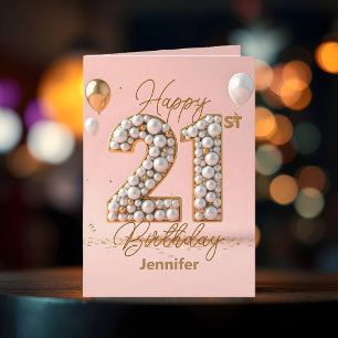 Carte Pearles luxueuses et or Accents 21e anniversaire
