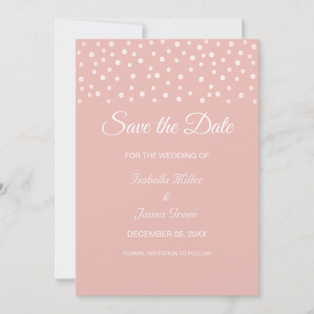 Carte Pearls Gold Rose Wedding Enregistrer la date Invit (Devant)