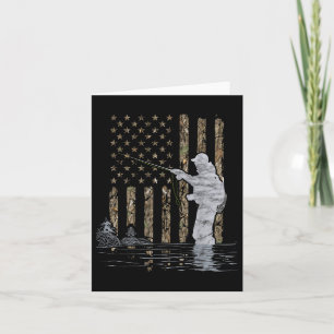 Carte Pêche à la mouche Pêcheur drapeau américain Camouf