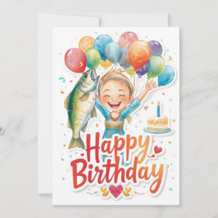 Carte Pêche Amoureux thème aller pêche à son anniversair