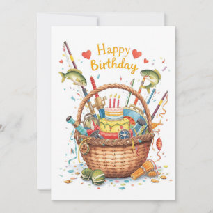 Carte Pêche Amoureux thème aller pêche à son anniversair
