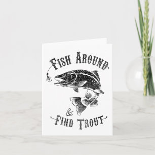 Carte Pêche amusante Poisson autour de Trouver truite