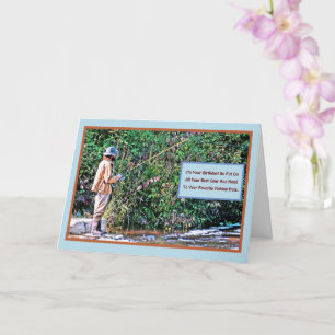 CARTE PÊCHE/ANNIVERSAIRE/PÊCHEUR SUR LA RIVIÈRE BA