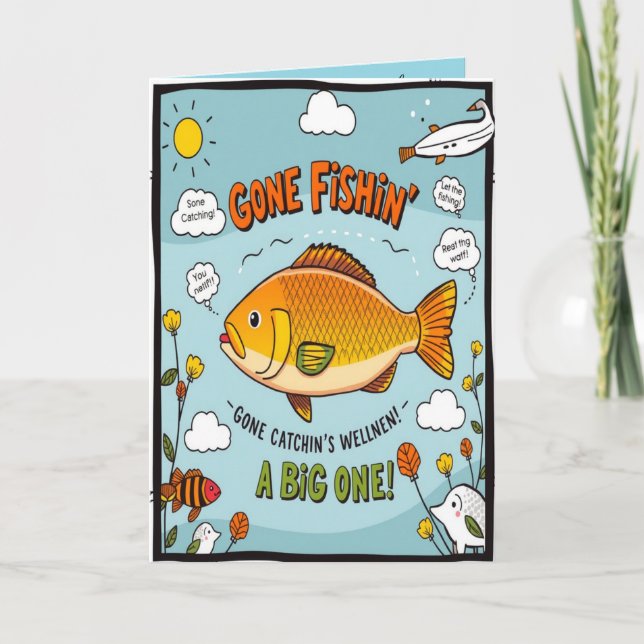 Carte Pêche aux vœux d'anniversaire  (Devant)