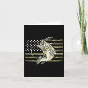 Carte Pêche Camouflage Us Drapeau Américain B Poisson Pê