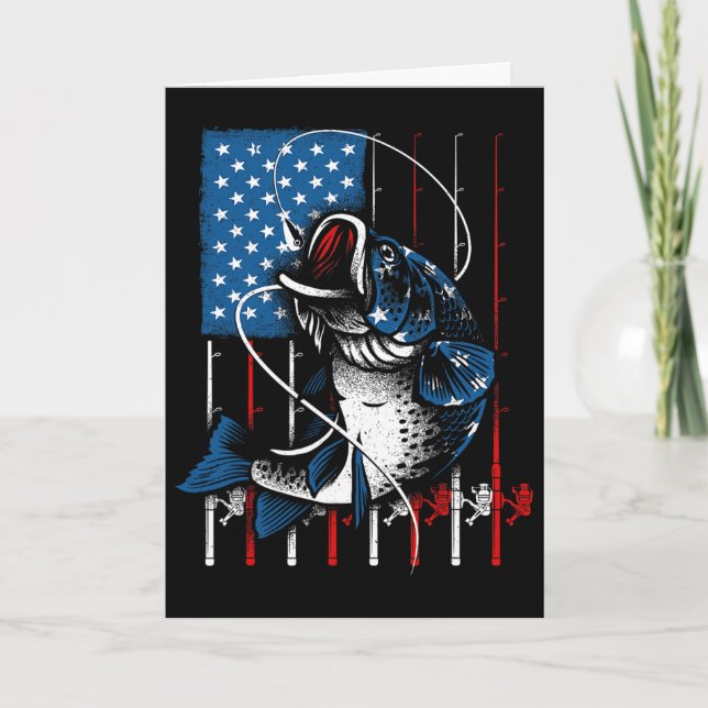 Carte Pêche Cool Pour Hommes Femmes Drapeau Américain Us (Devant)