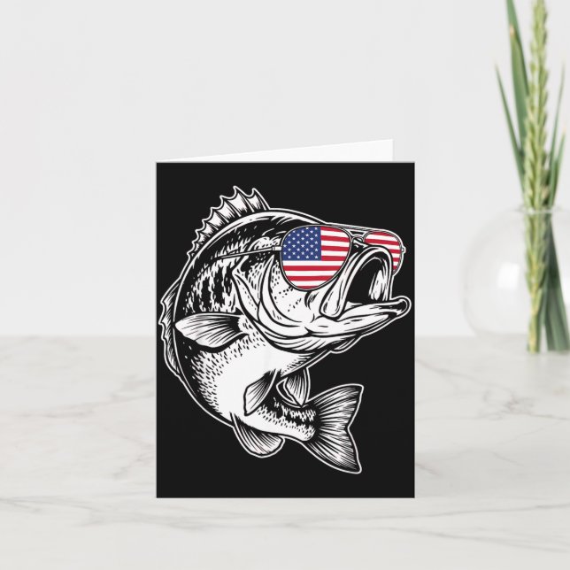 Carte Pêche drôle Drapeau Américain Pêcheur B Pêche (Devant)