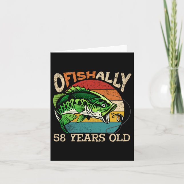 Carte Pêche Ofish 58 Ans Anniversaire Thème Partie (Devant)