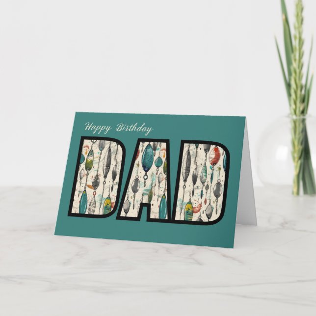 Carte Pêche papa anniversaire avec leurres dans DAD (Devant)